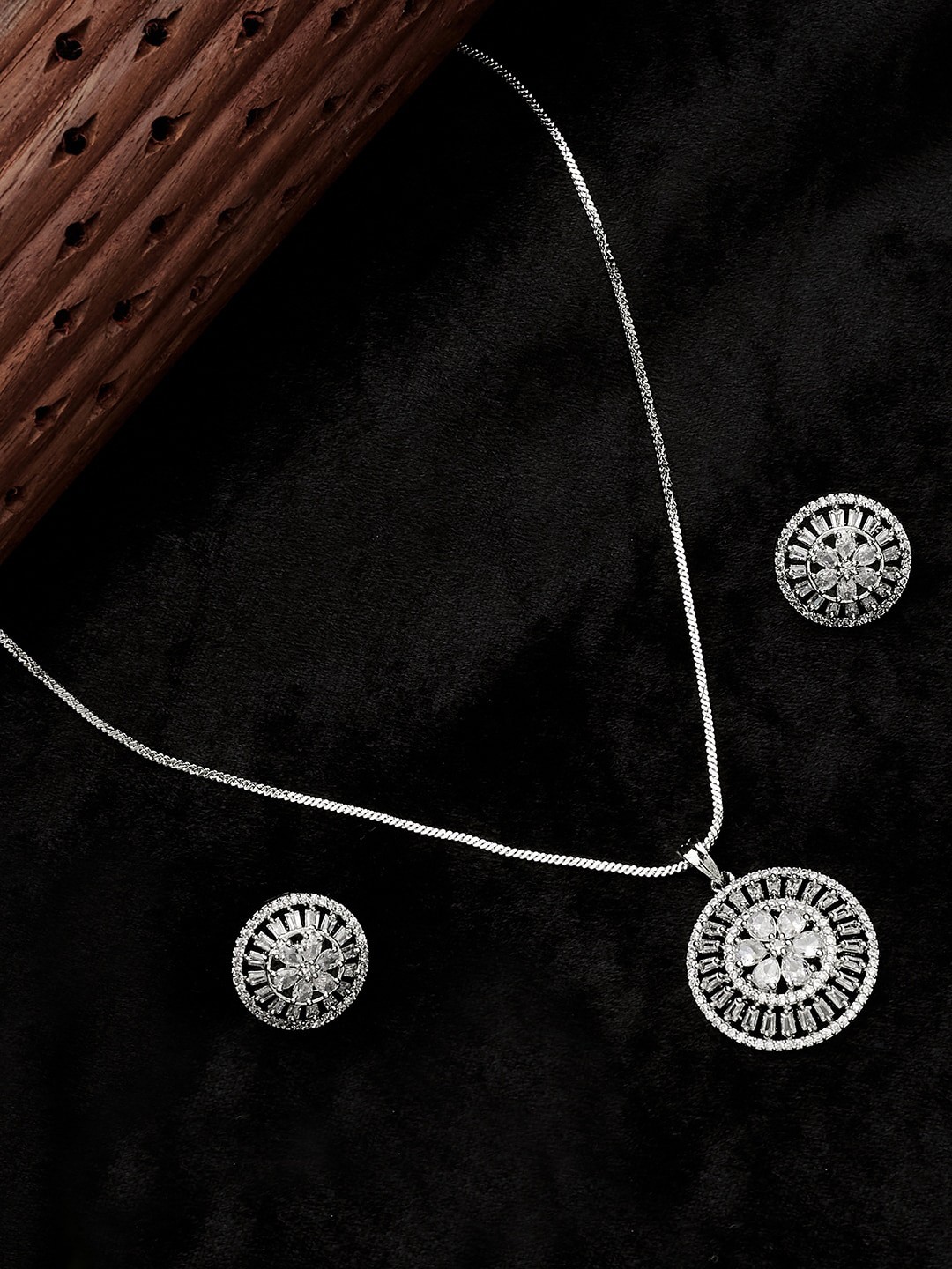 

ATIBELLE Silver-Plated AD-Studded Jewellery Set