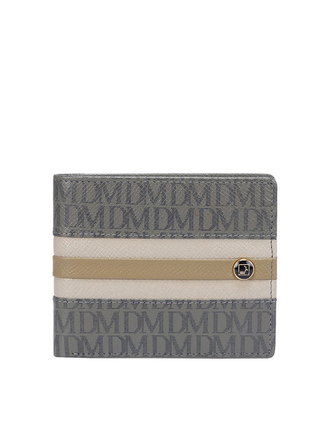 

Da Milano Typography Printed Leather Two Fold Wallet, Grey