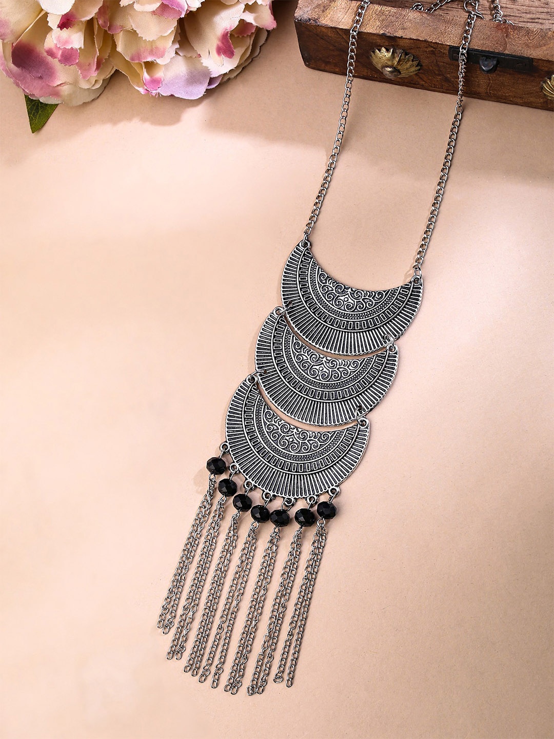 

Yellow Chimes German Silver Necklace