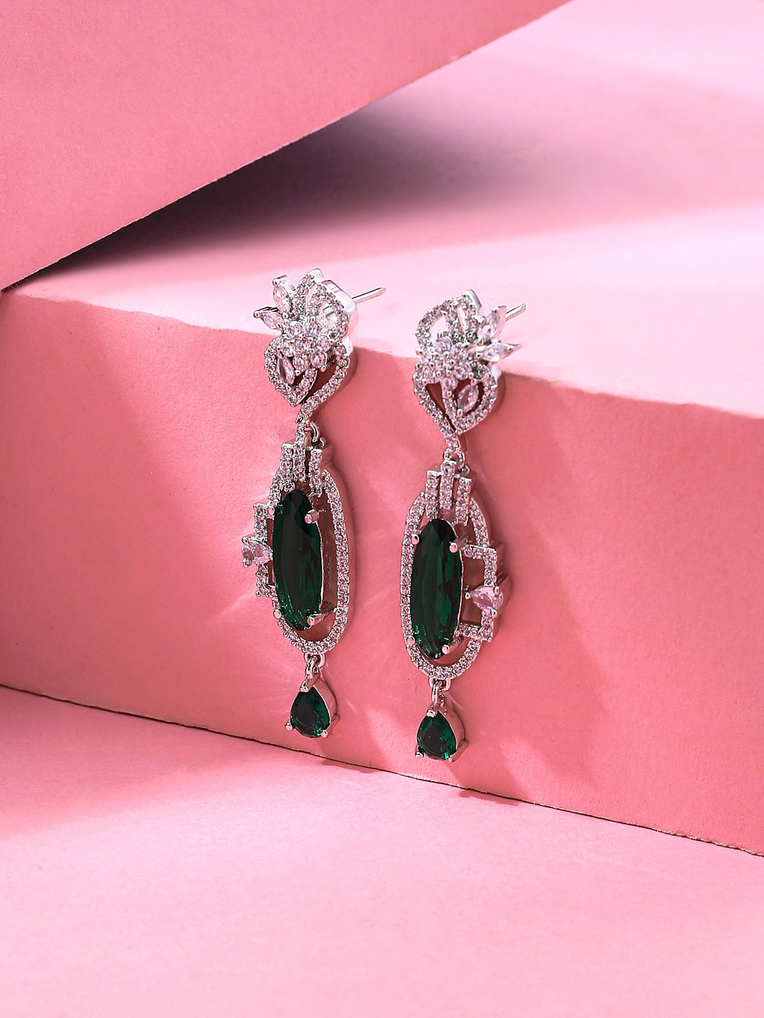 

Yellow Chimes Silver-Plated Contemporary Drop Earrings