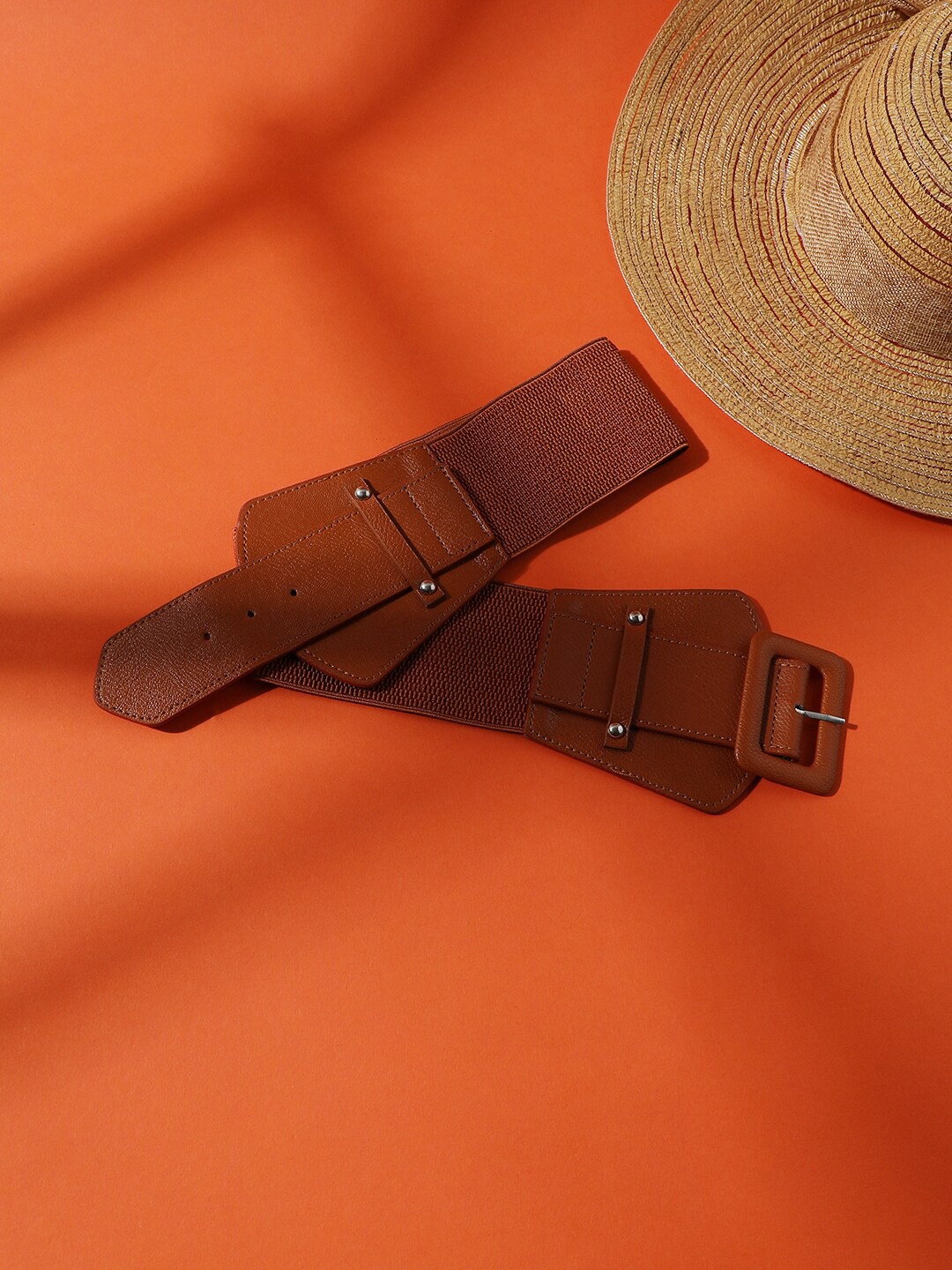 

HAUTE SAUCE by Campus Sutra Women Wide PU Belt, Brown