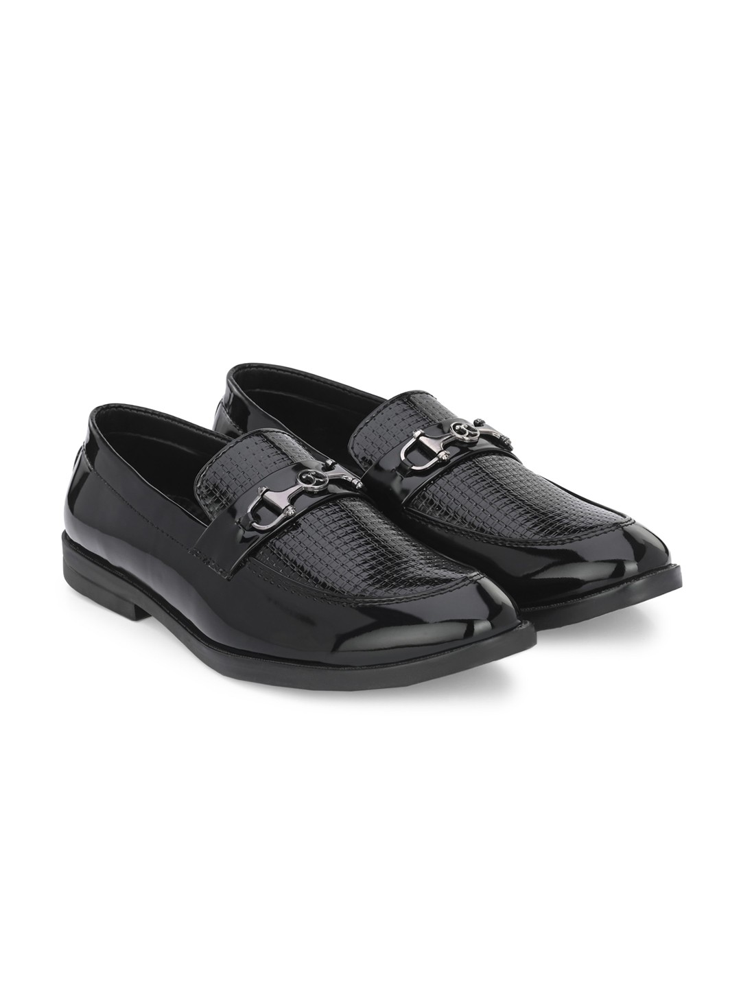

Azzaro Black Men Textured Formal Loafers