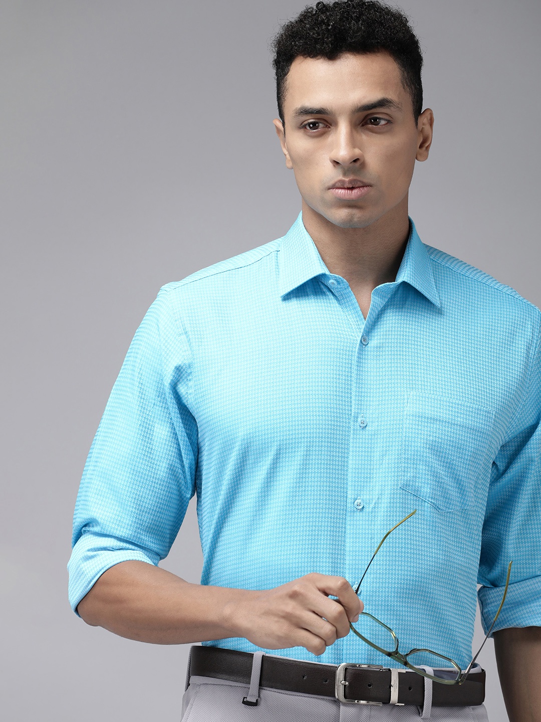 

Van Heusen Custom Textured Pure Cotton Formal Shirt, Turquoise blue