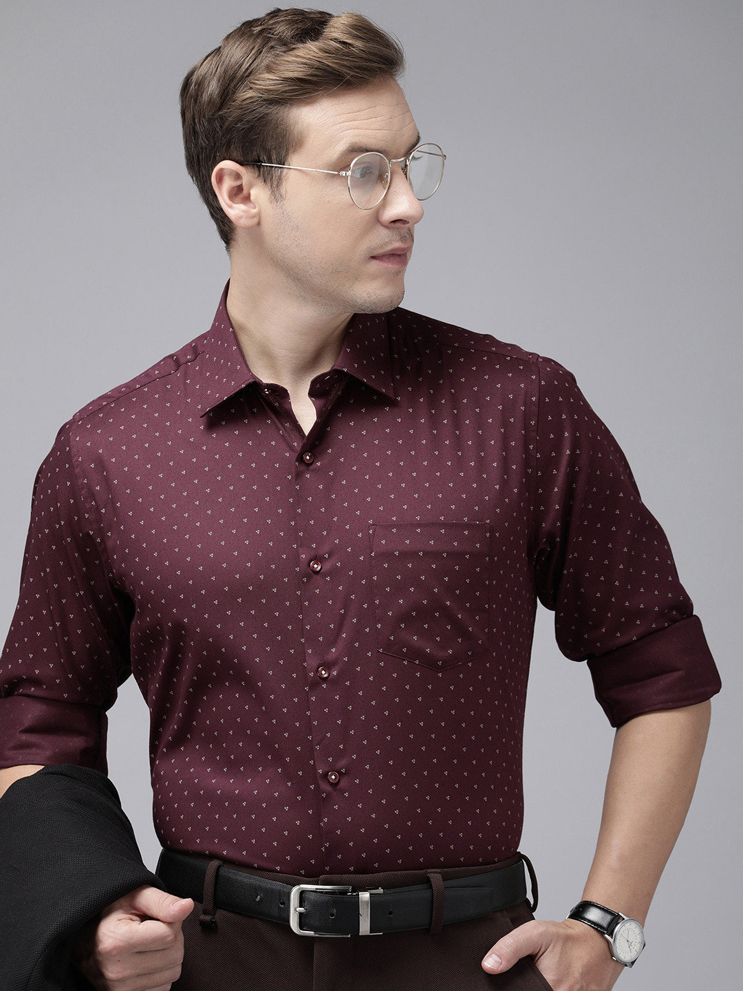 

Van Heusen Pure Cotton Custom Printed Formal Shirt, Maroon