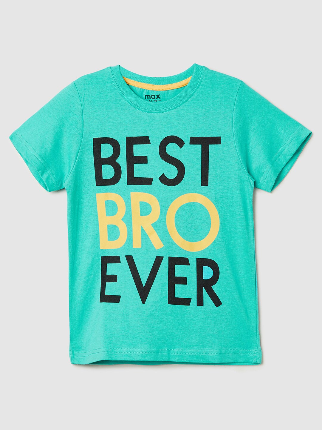 

max Boys Typography Printed Pure Cotton T-shirt, Blue