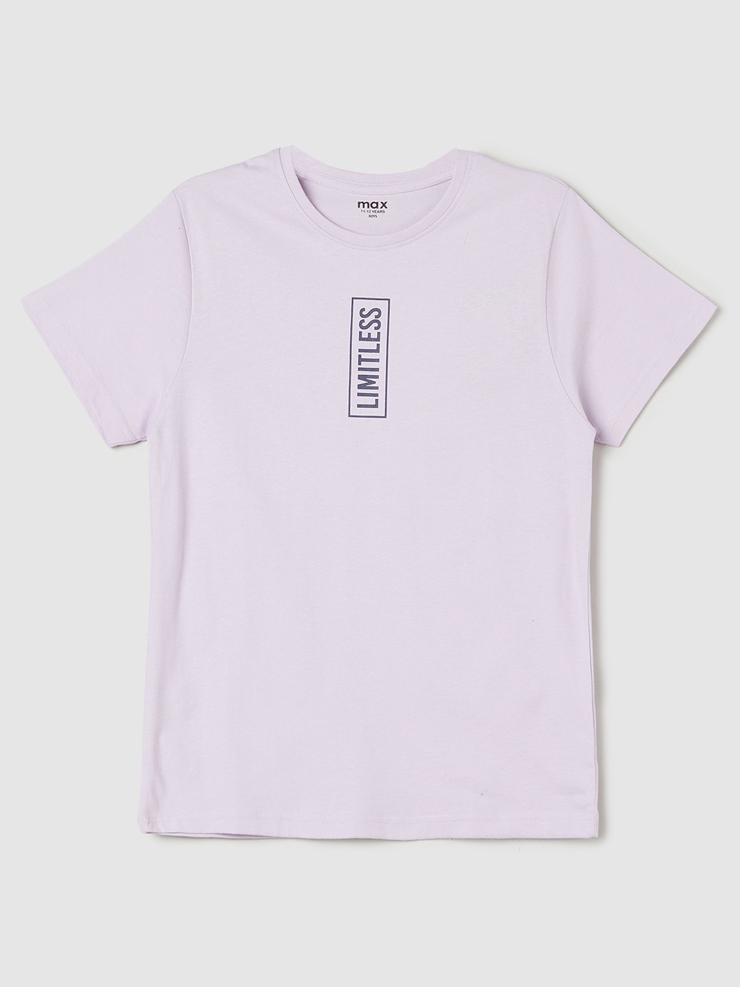 

max Boys Typography Printed Pure Cotton T-shirt, Lavender