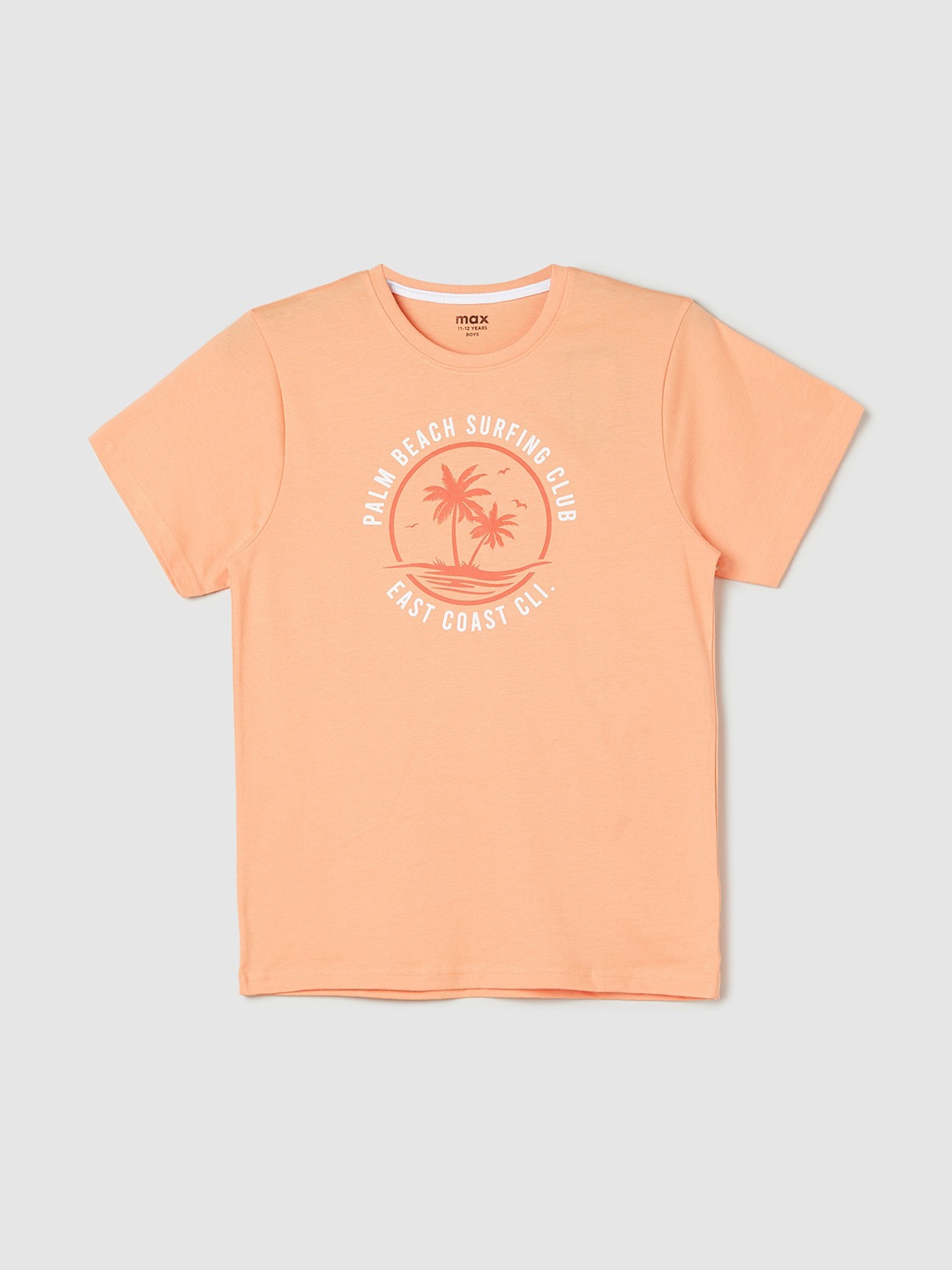 

max Boys Typography Printed Pure Cotton T-shirt, Orange