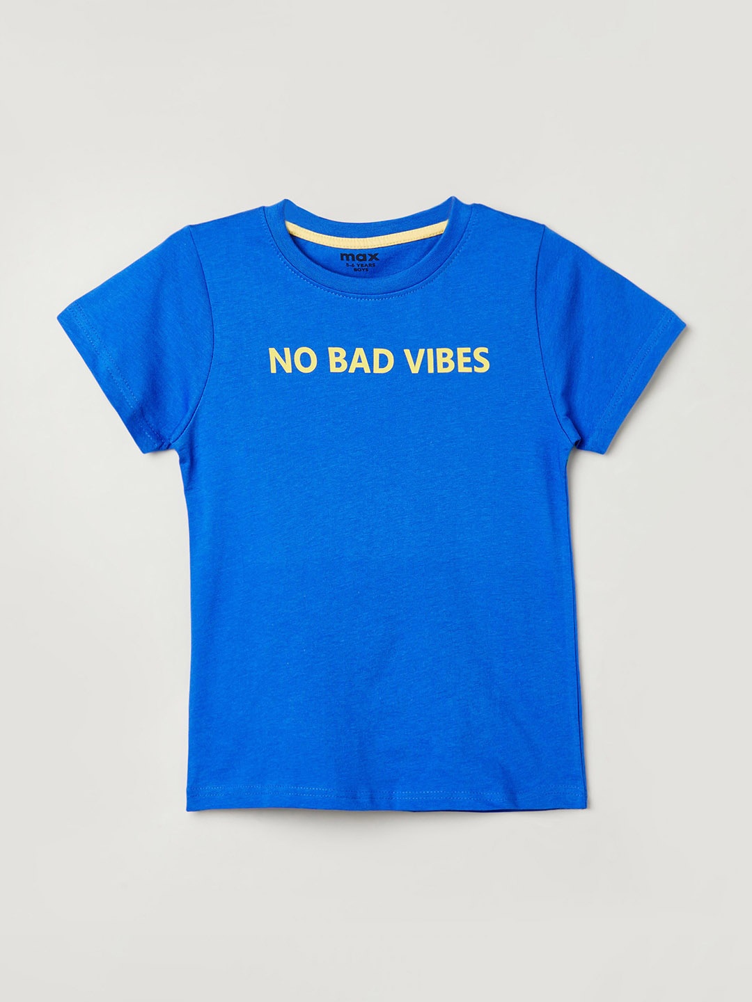 

max Boys Typography Printed Pure Cotton T-shirt, Blue