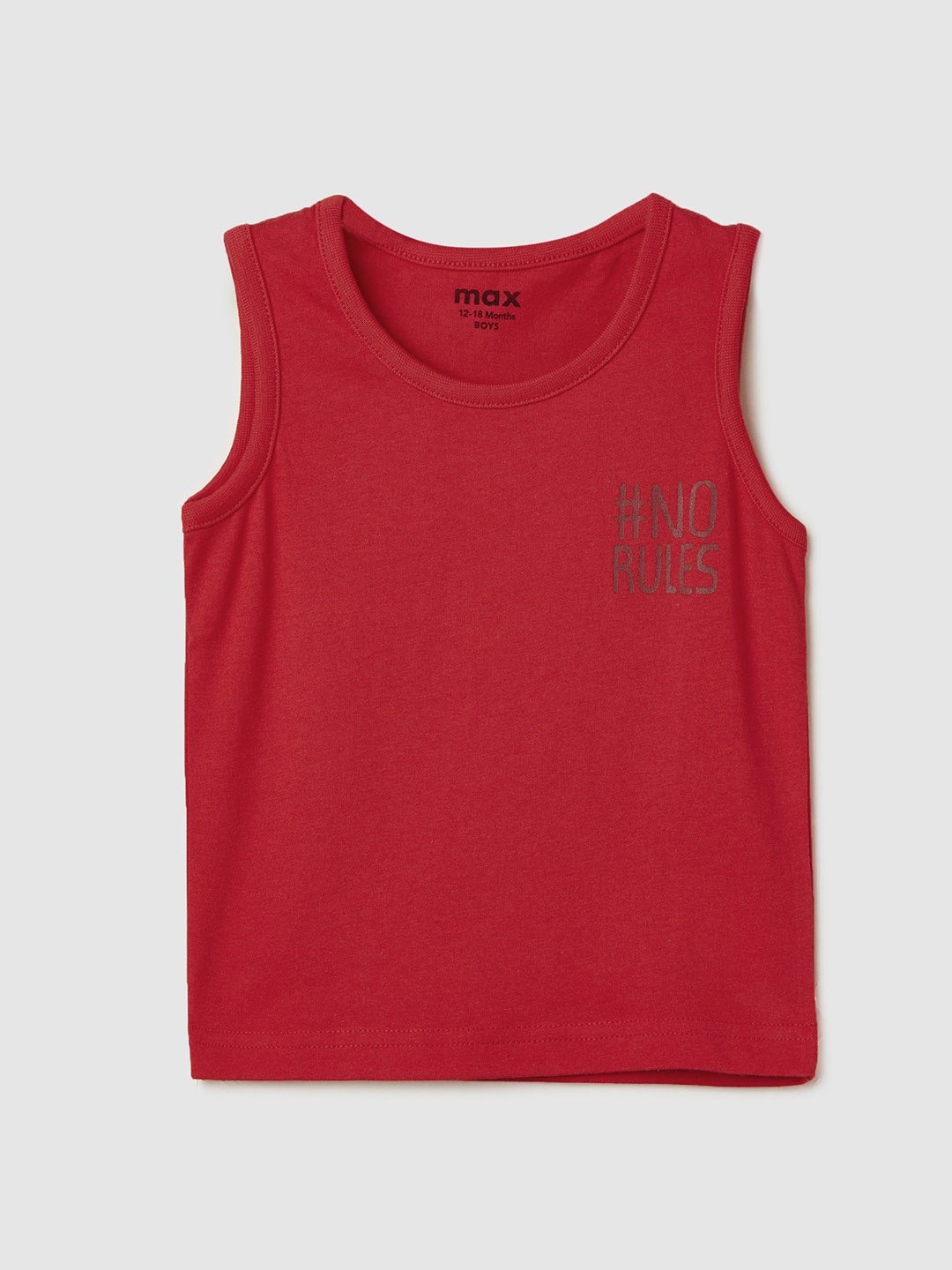 

max Boys Sleeveless Pure Cotton T-shirt, Red
