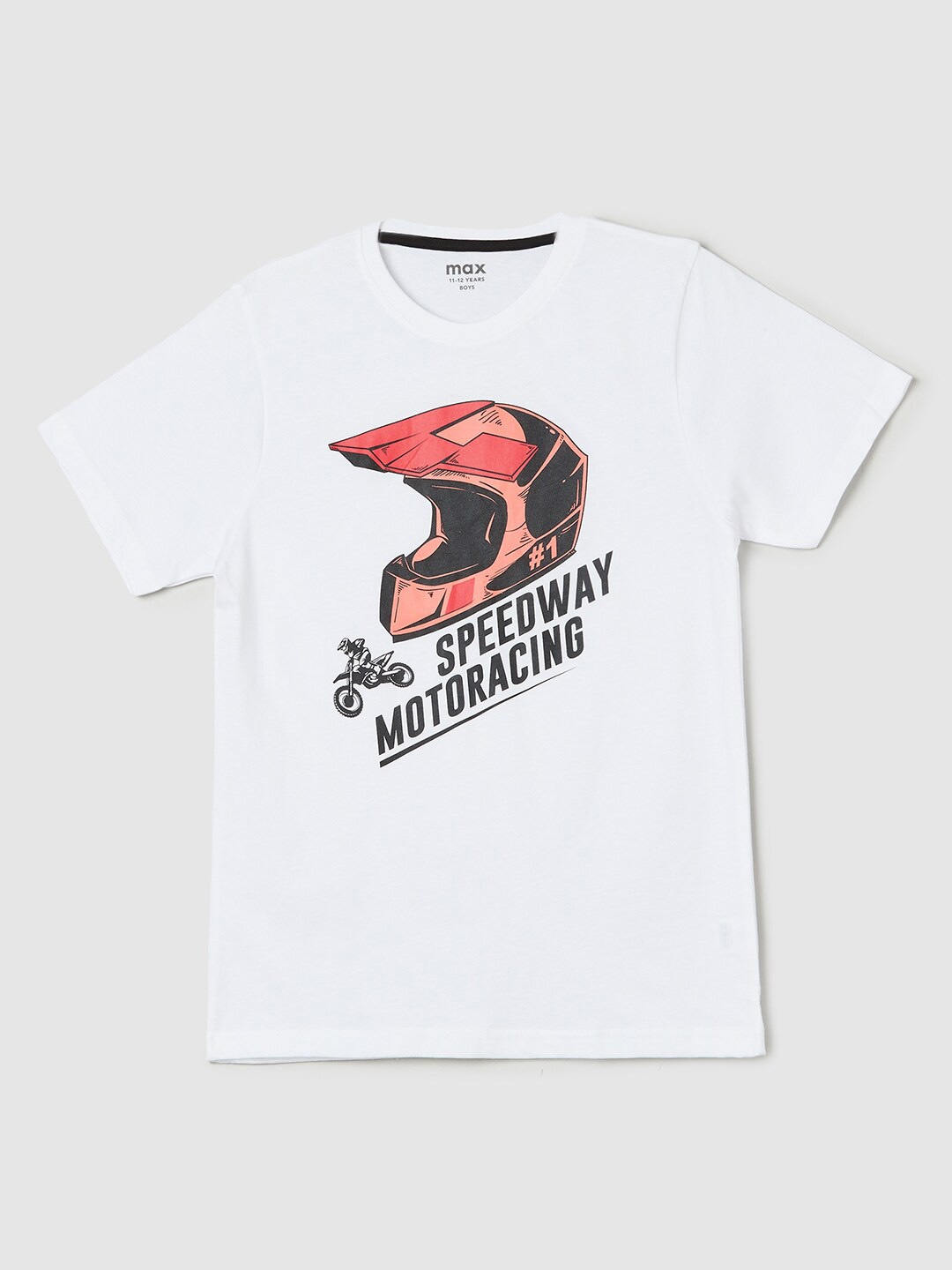 

max Boys Graphic Printed Pure Cotton T-shirt, White