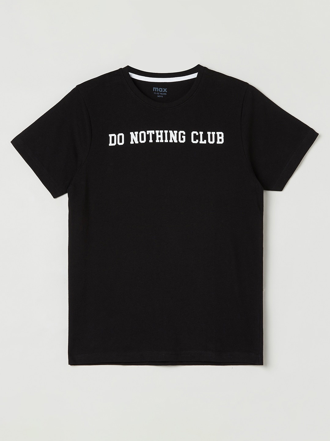

max Boys Typography Printed Pure Cotton T-shirt, Black