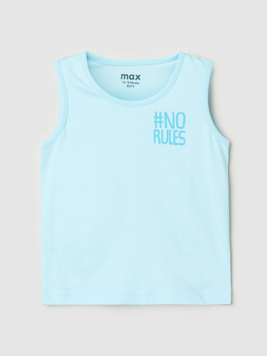 

max Boys Sleeveless Pure Cotton T-shirt, Blue