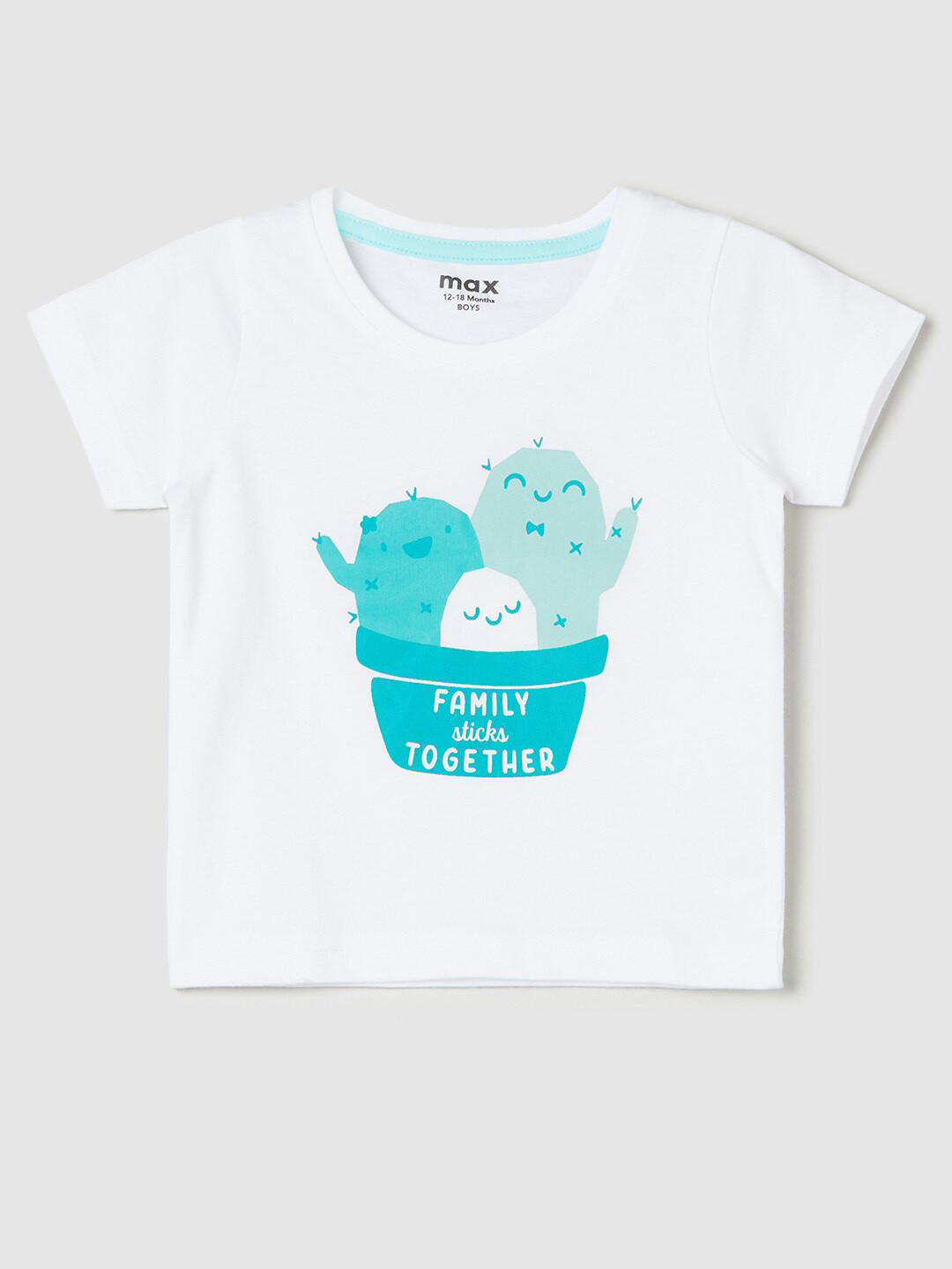 

max Boys Graphic Printed Pure Cotton T-Shirt, White