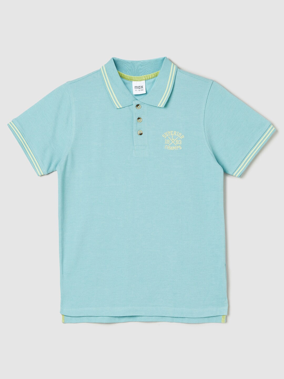 

max Boys Polo Collar Cotton T-Shirt, Blue