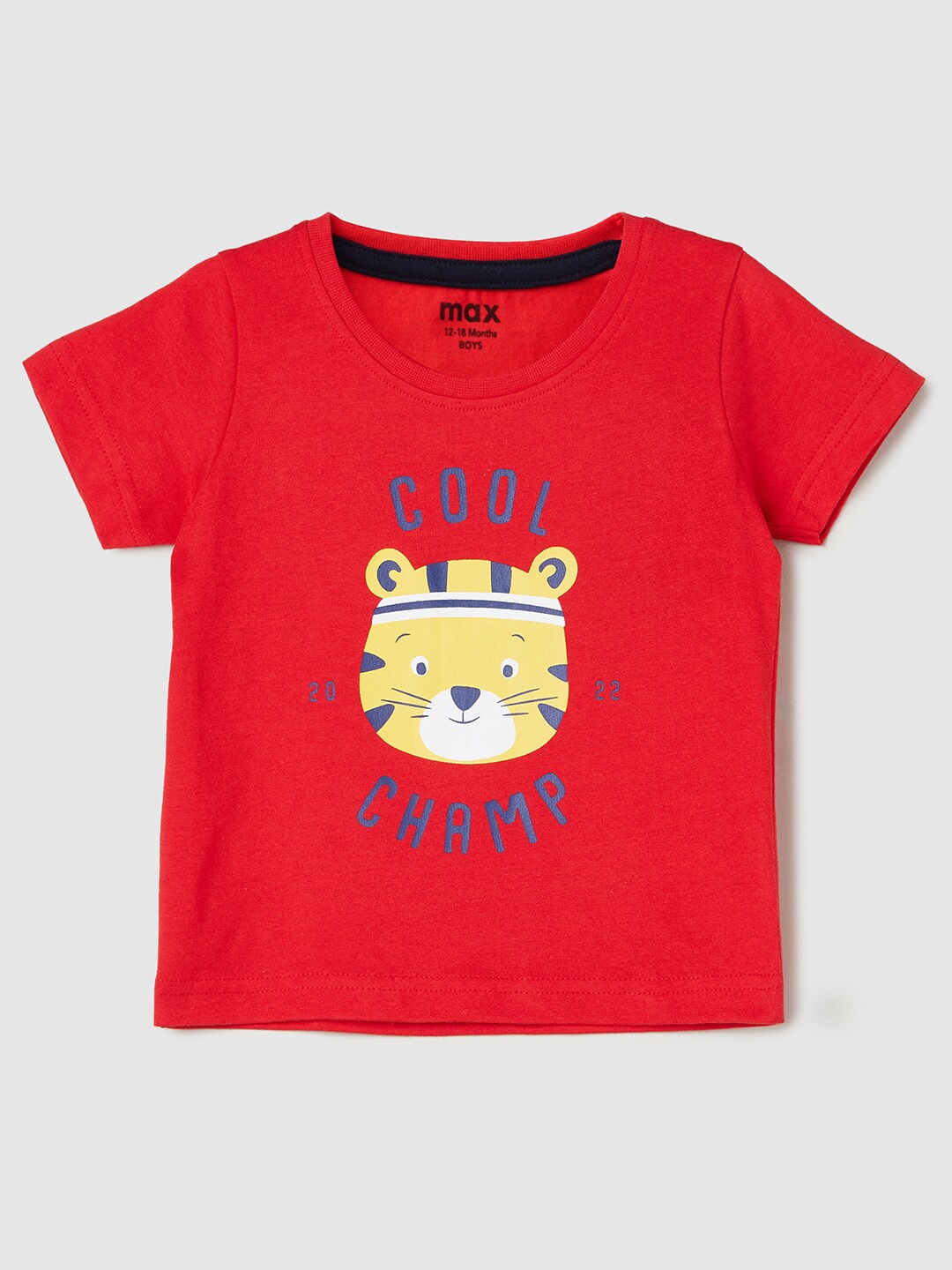 

max Boys Graphic Printed Pure Cotton T-Shirt, Red