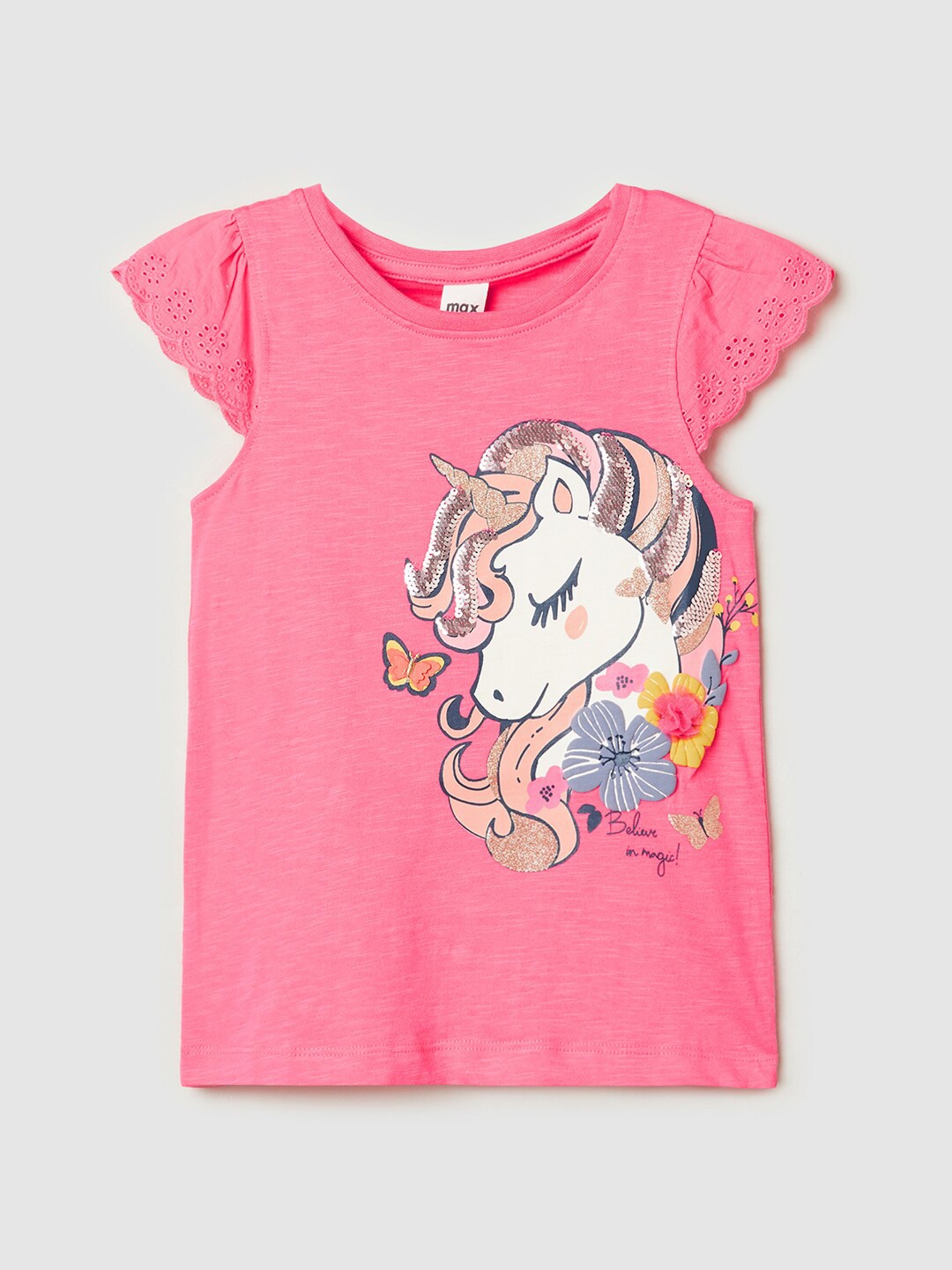 

max Boys Graphic Printed Pure Cotton T-Shirt, Pink