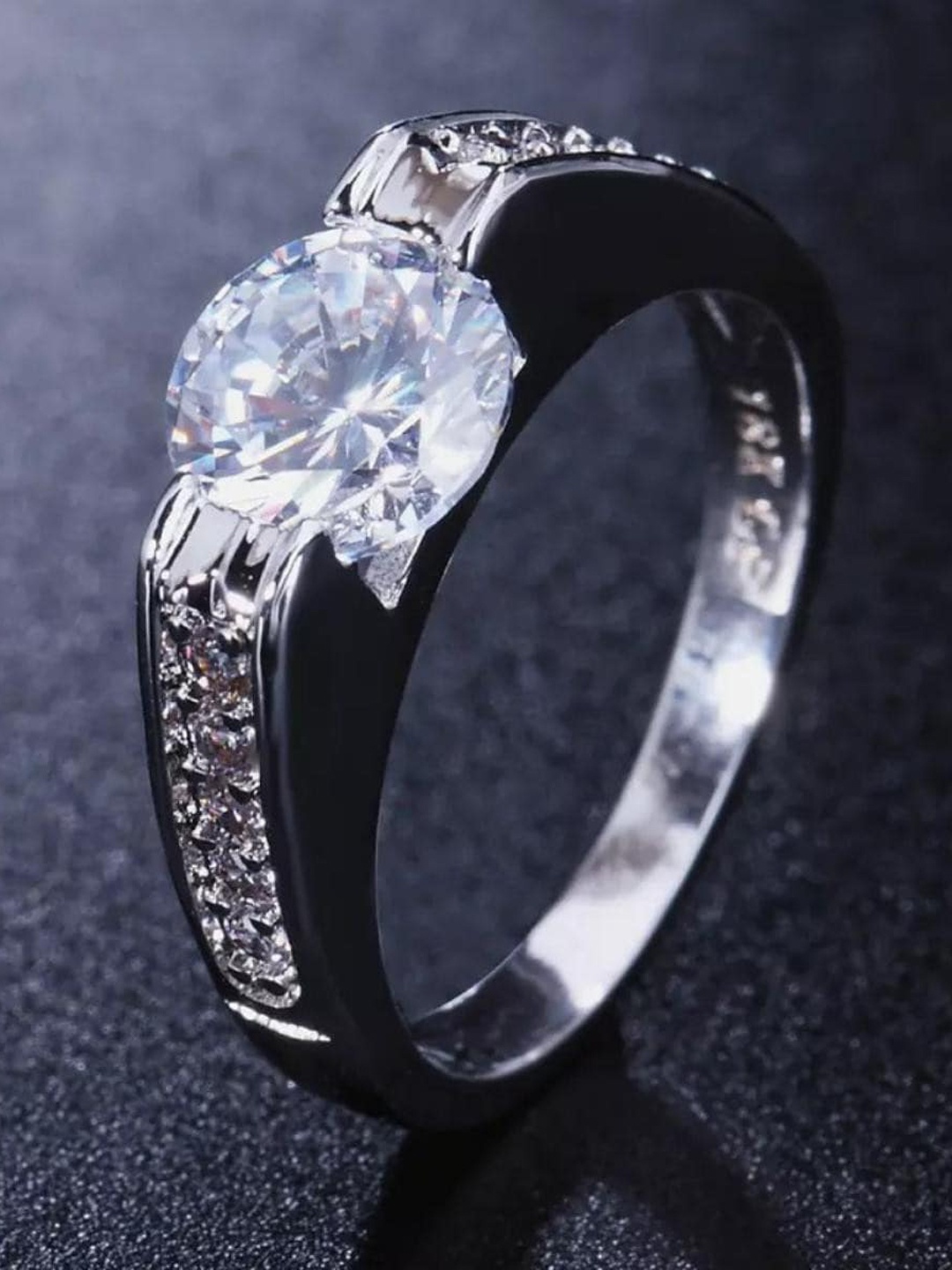 

MYKI Silver-Plated CZ-Studded Finger Ring
