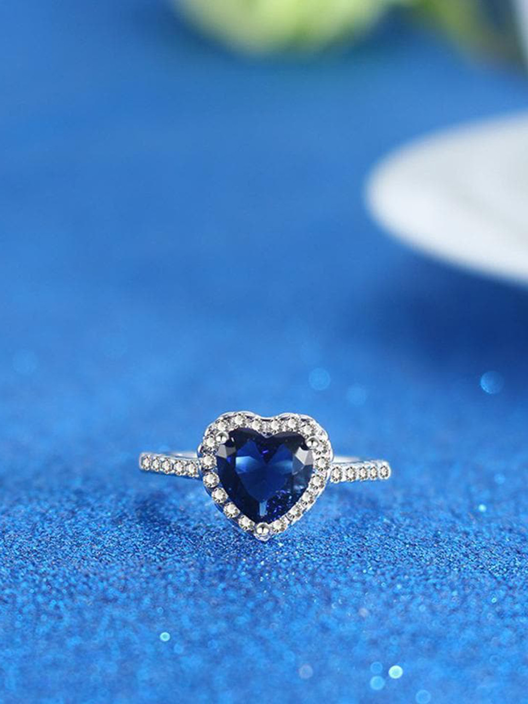 

MYKI Silver-Plated CZ-Studded Adjustable Finger Ring