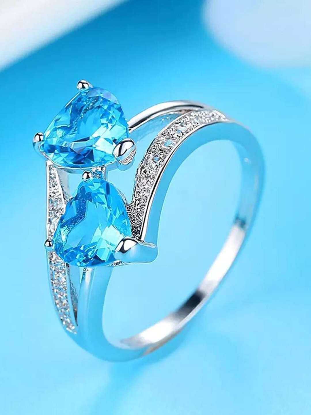 

MYKI Silver-Plated CZ Studded Finger Ring
