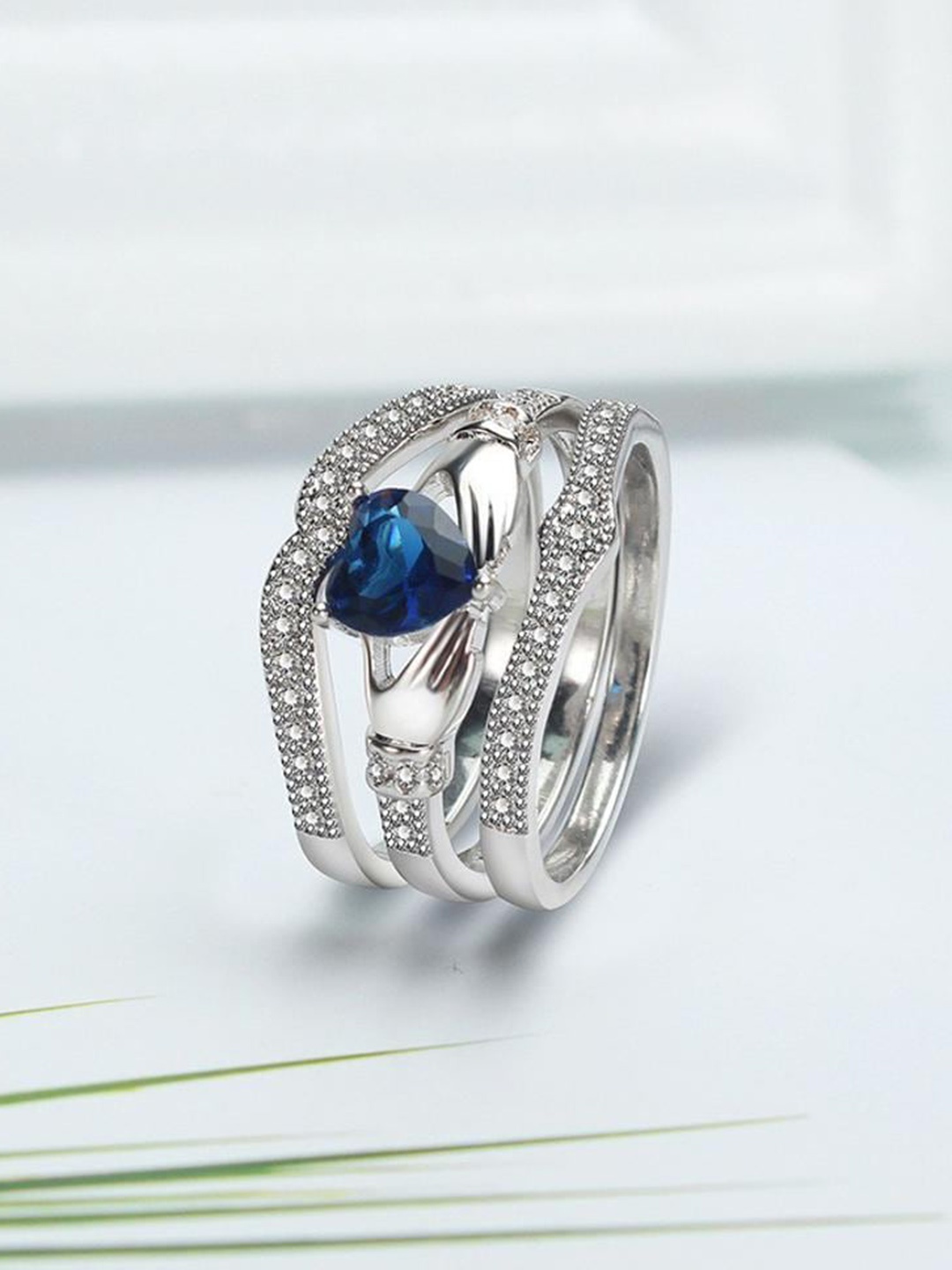 

MYKI Silver-Plated CZ-Studded Finger Ring