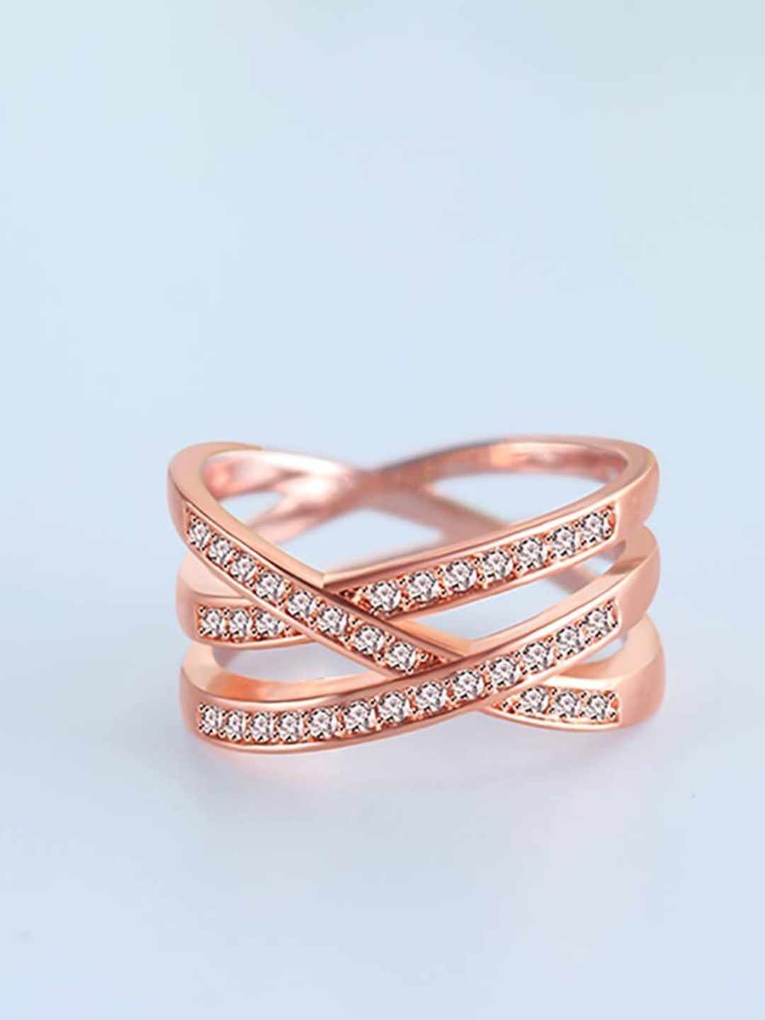

MYKI Rose Gold-Plated CZ-Studded Adjustable Finger Ring
