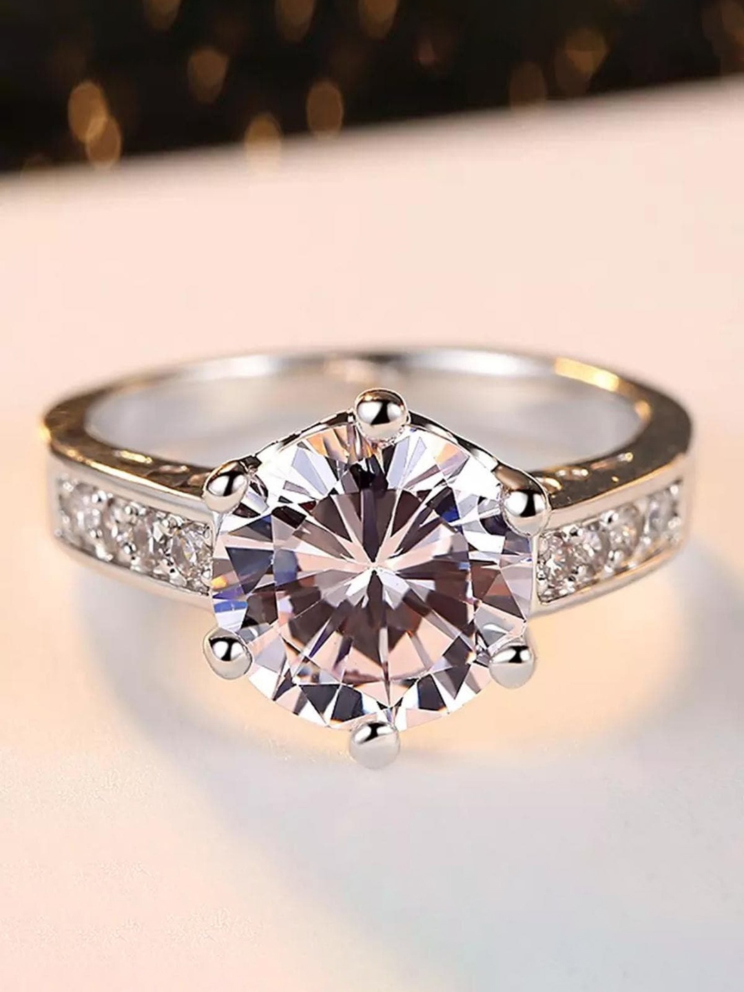 

MYKI Silver-Plated & CZ Studded Finger Ring