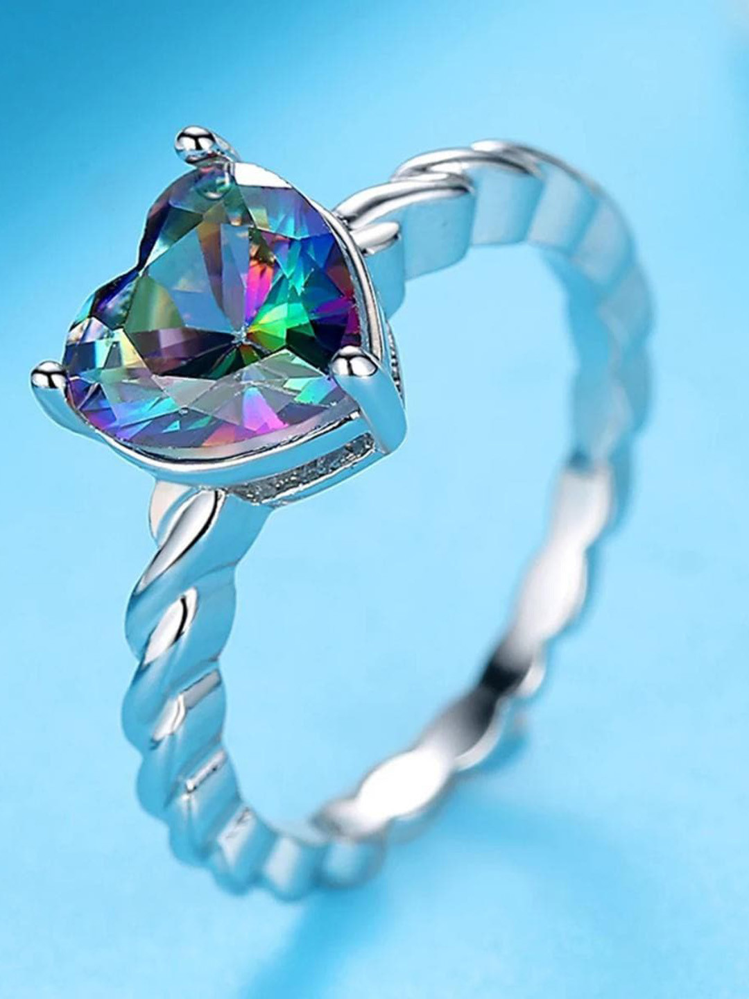 

MYKI Silver-Plated CZ-Studded Finger Ring