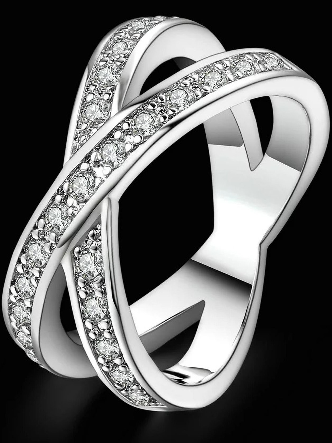

MYKI Silver-Plated & CZ Studded Ring
