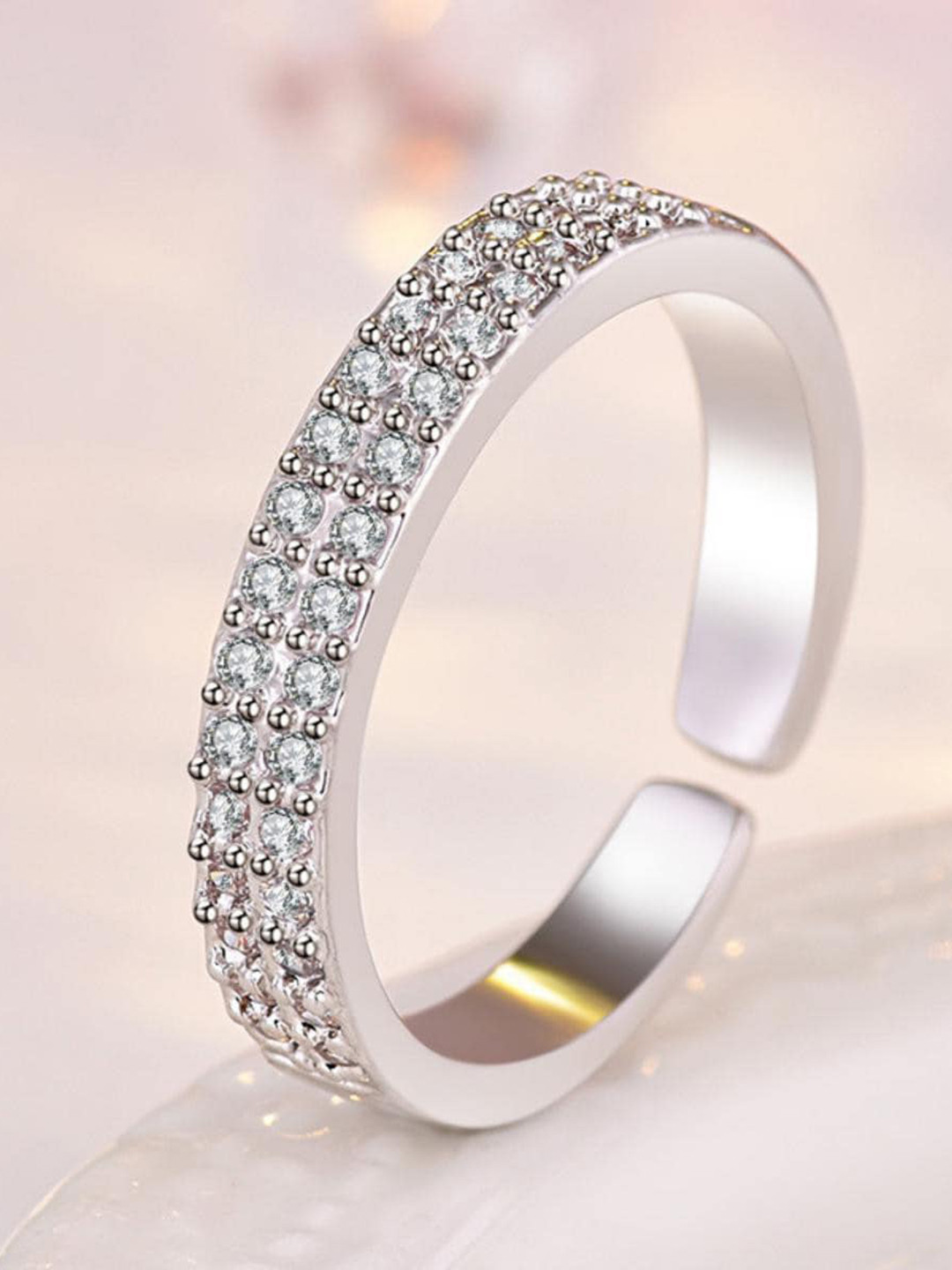 

MYKI Silver-Plated Stone Studded Finger Ring