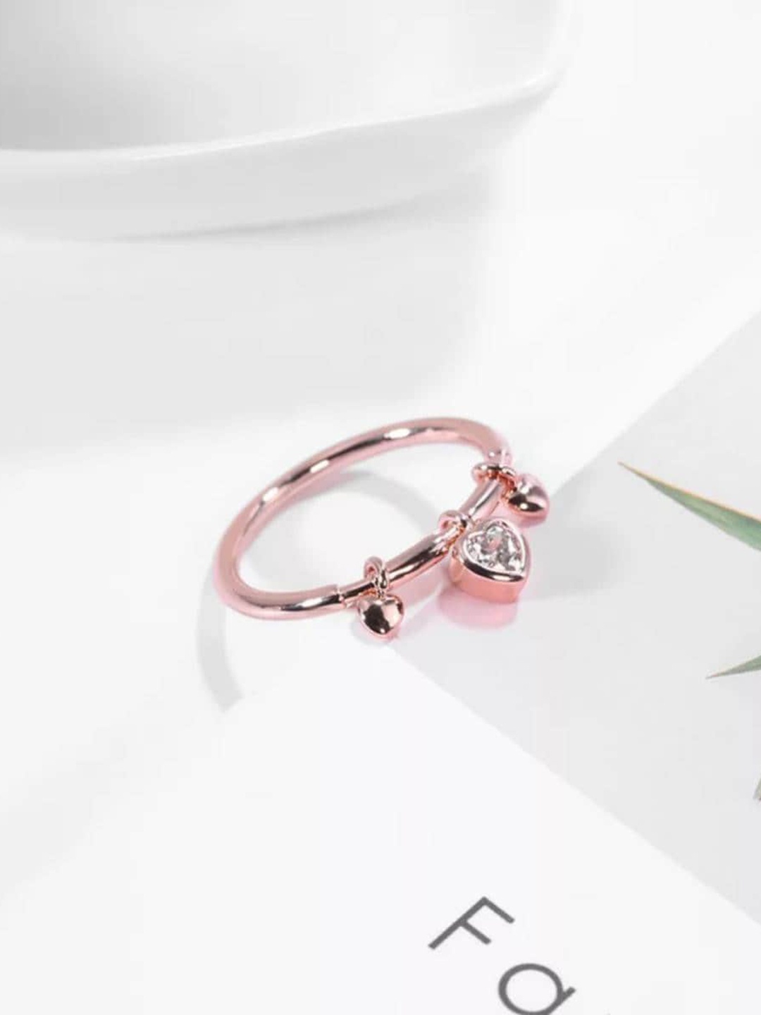 

MYKI Rose Gold-Plated CZ-Studded Adjustable FingerRing