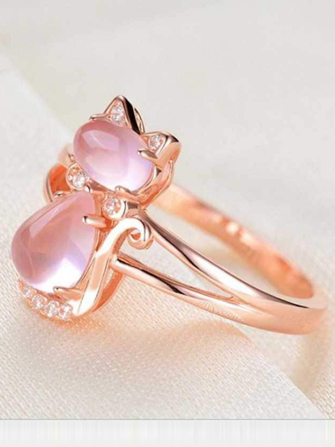 

MYKI Rose Gold-Plated CZ-Studded Finger Ring