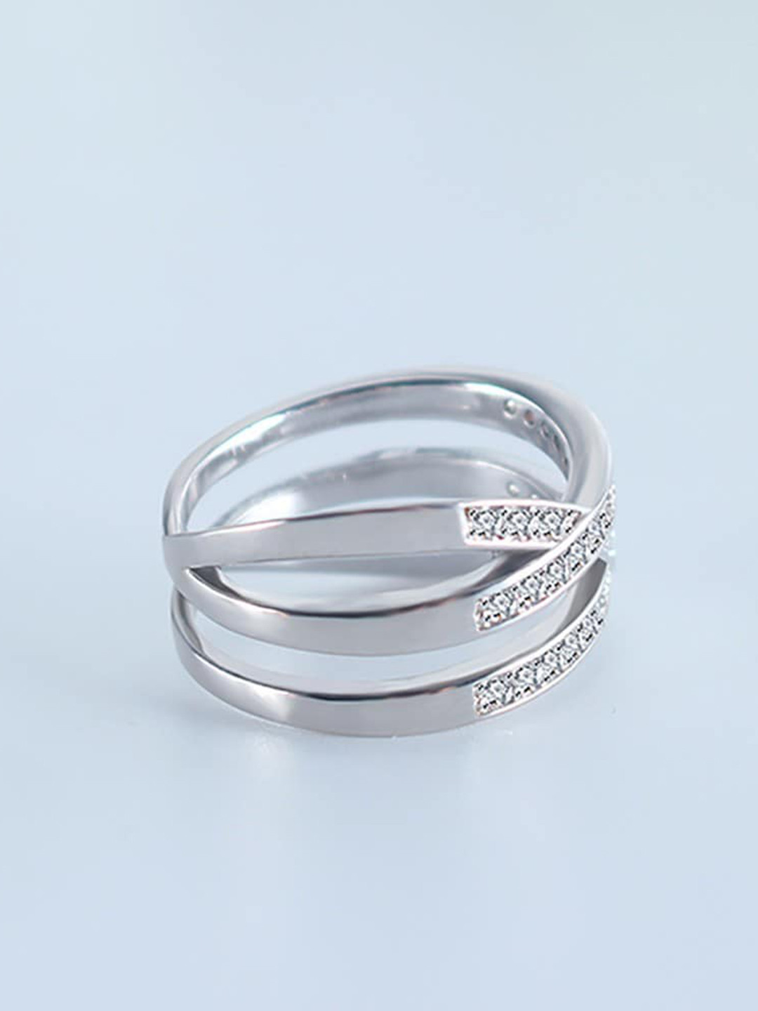 

MYKI Silver-Plated CZ-Studded Finger Ring