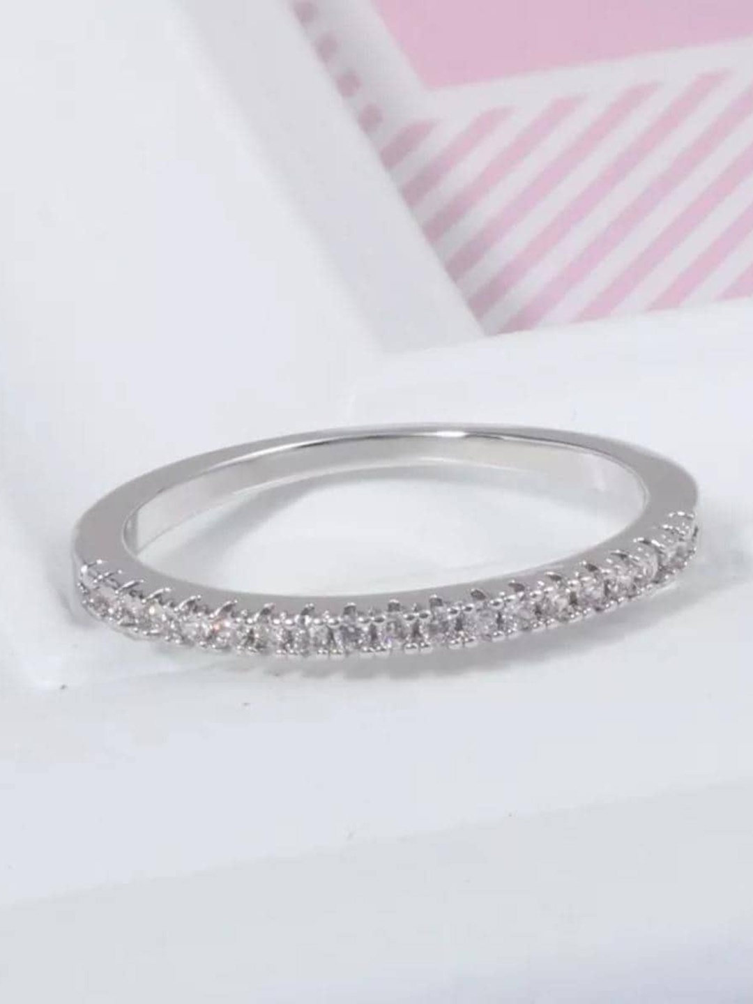 

MYKI Silver-Plated CZ-Studded Finger Ring