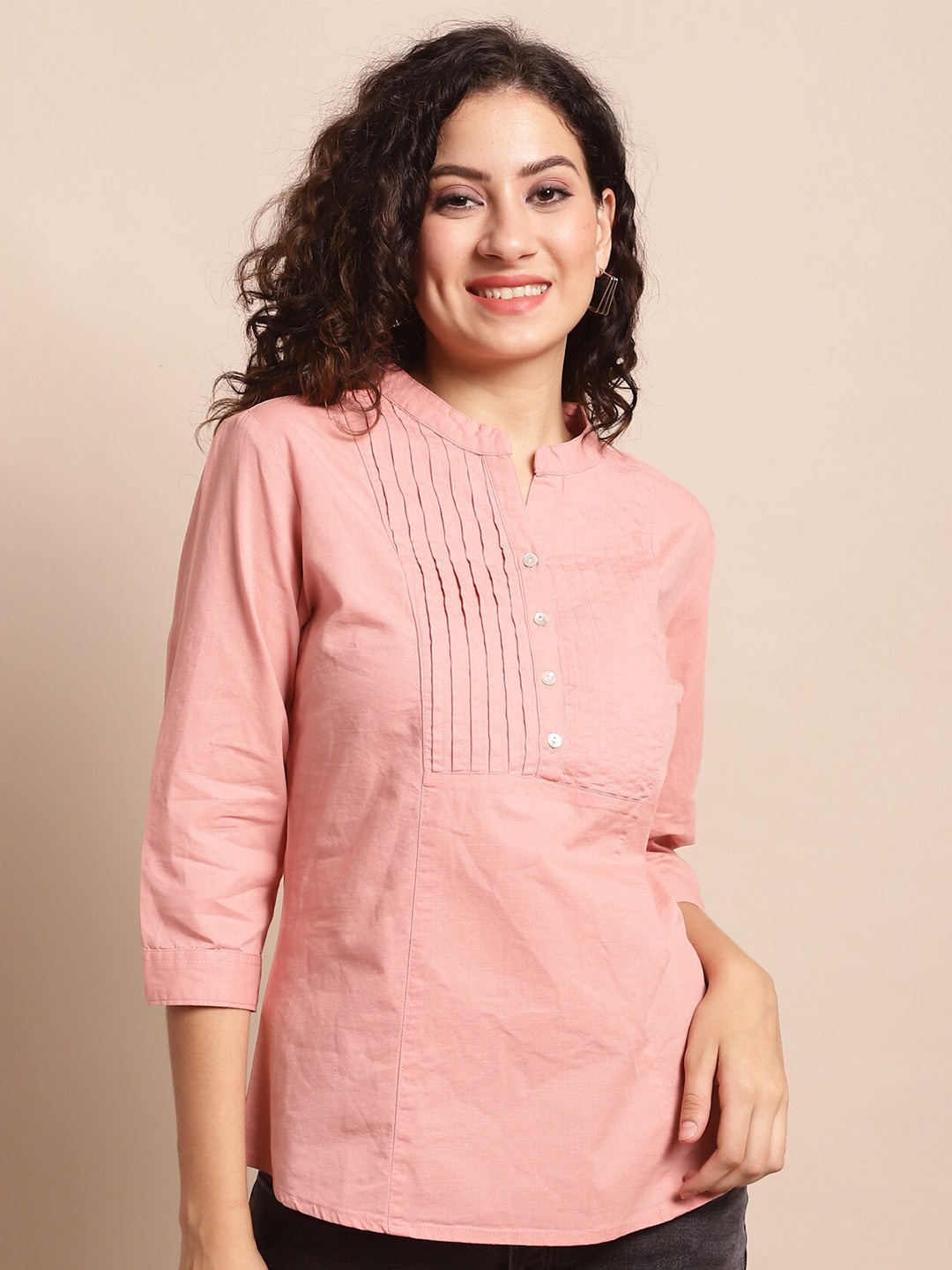 

Cantabil Mandarin Collar Tunic, Peach