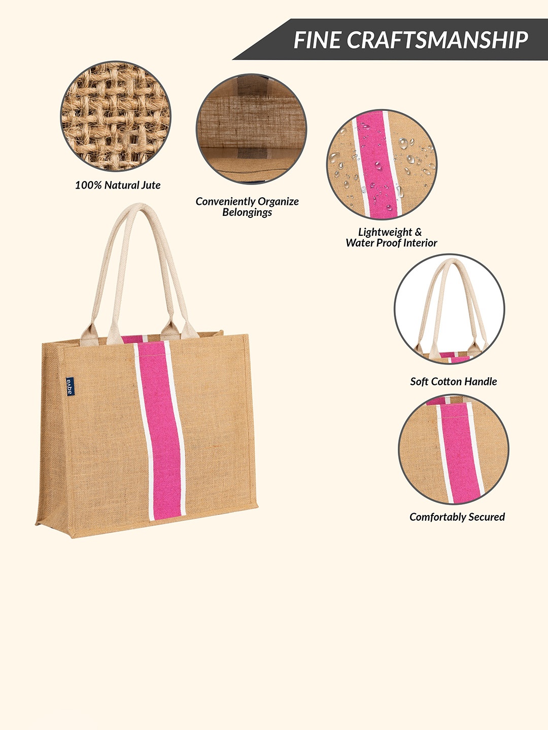 

AQVA Striped Shopper Tote Bag, Beige