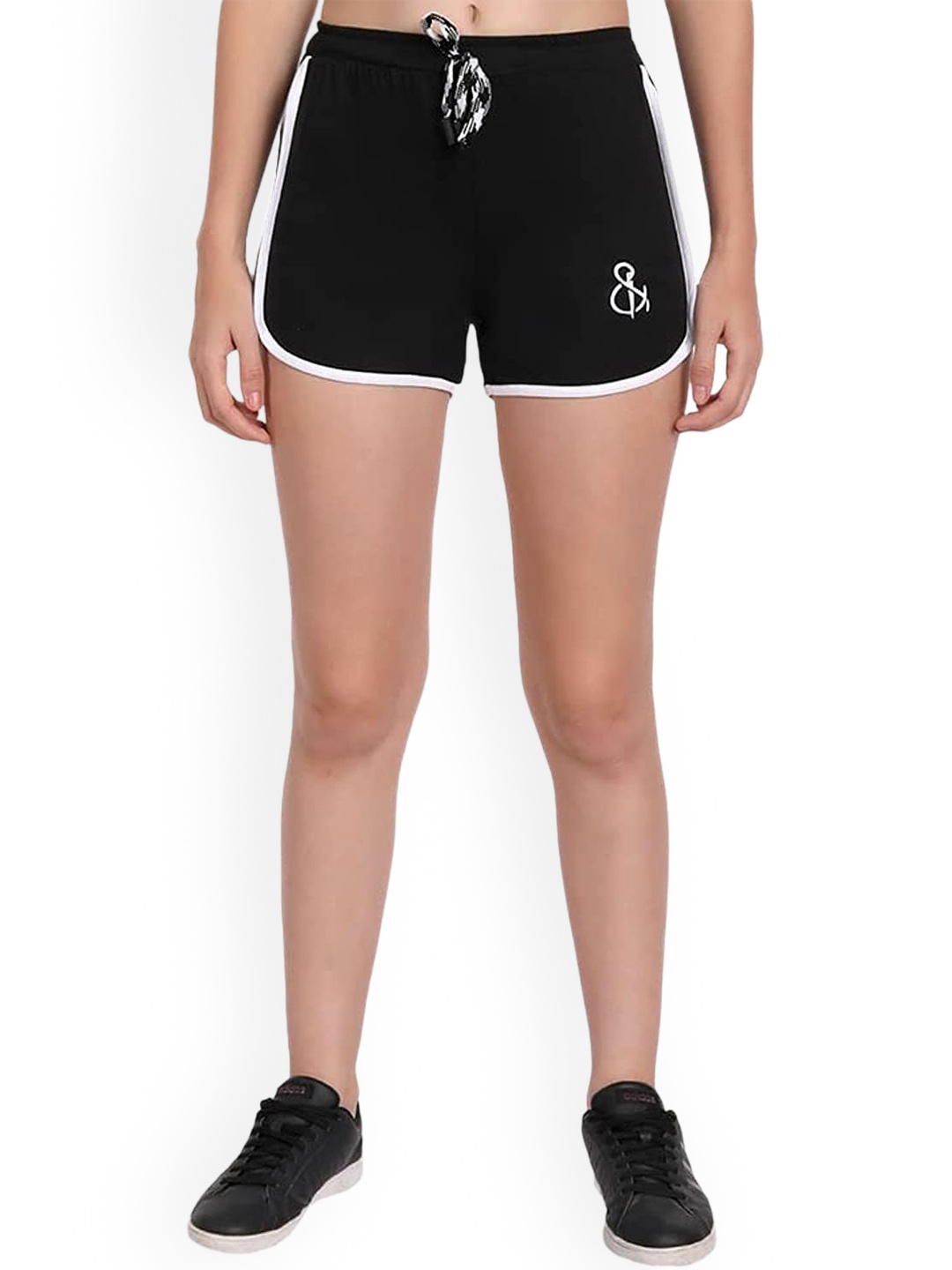 

StyleAOne Women Mid-Rise Cotton Yoga Shorts, Black