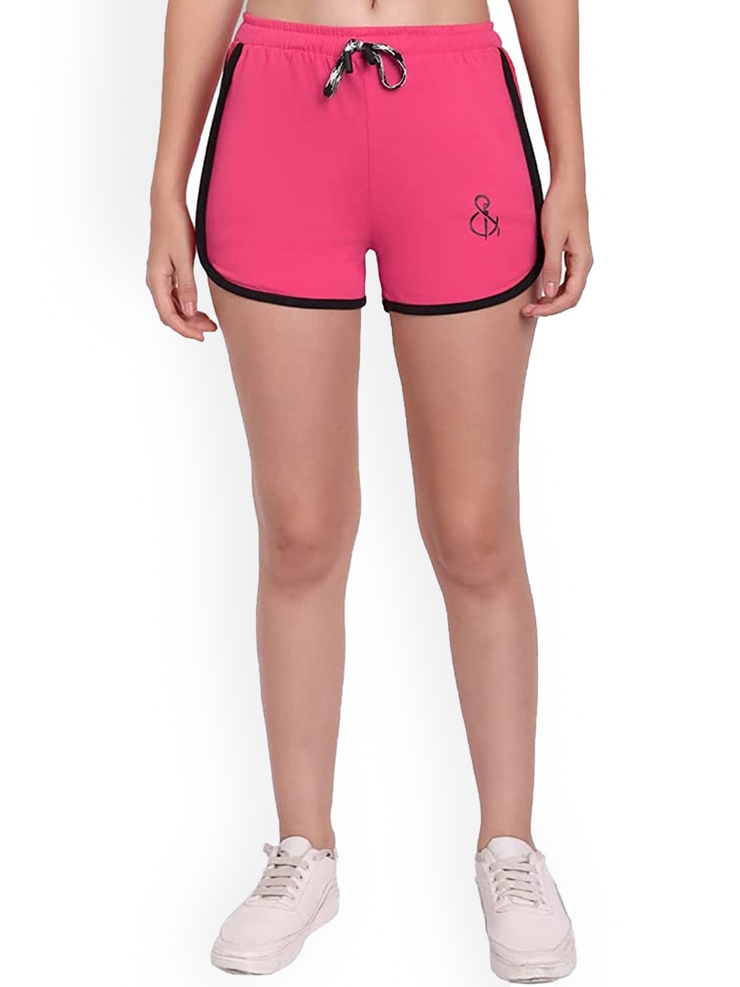 StyleAOne Women Mid-Rise Cotton Yoga Shorts, Pink