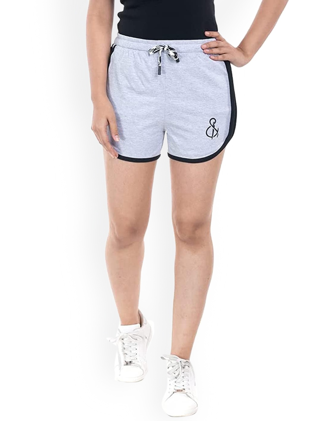 StyleAOne Women Mid-Rise Cotton Yoga Shorts, Grey