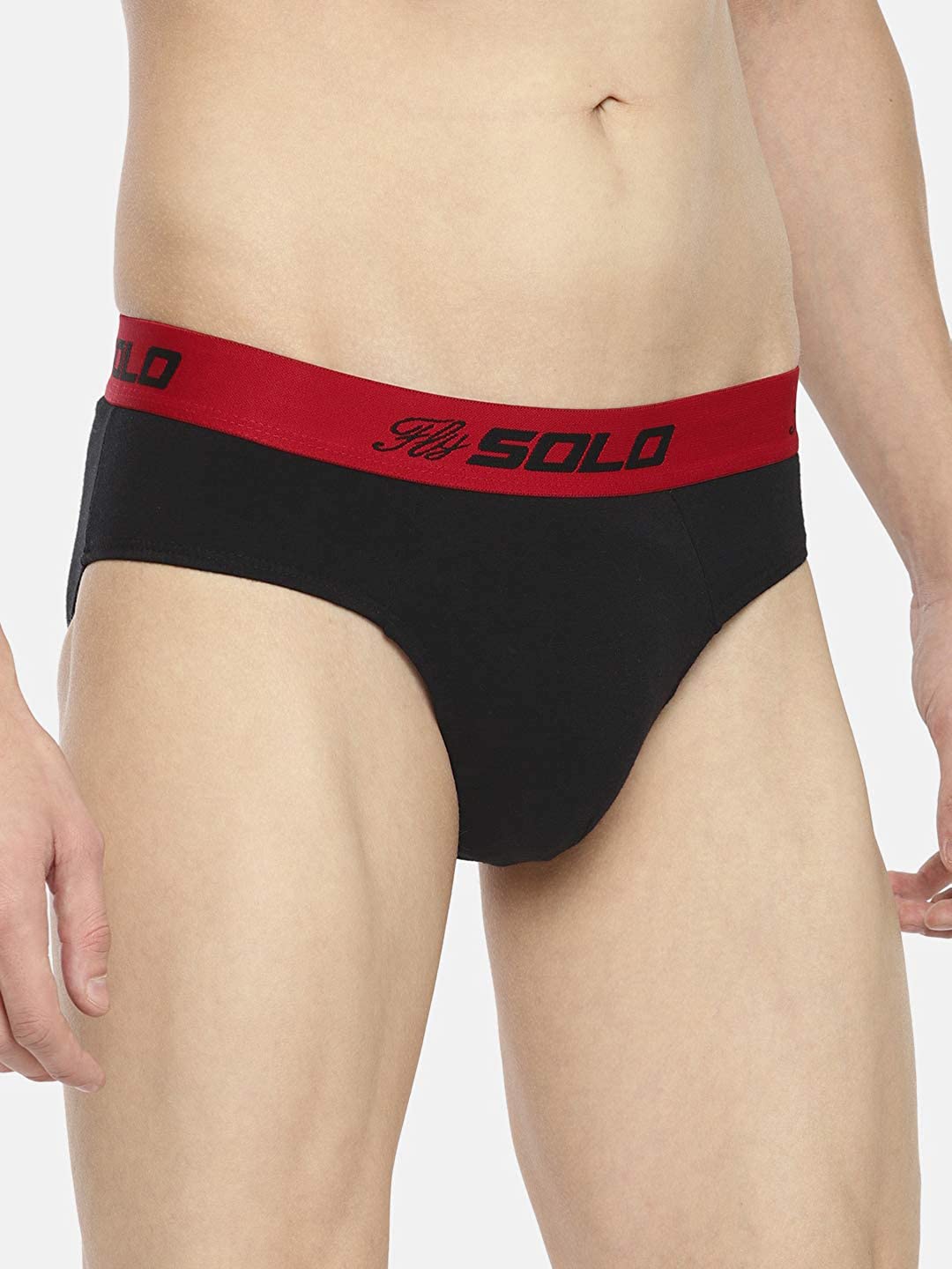 

SOLO Men Pure Cotton Ultra Soft Basic Briefs Vigour-BK-75, Black