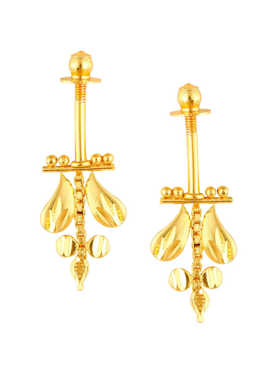 

Vighnaharta Gold-Plated Teardrop Shaped Bugadi Earrings