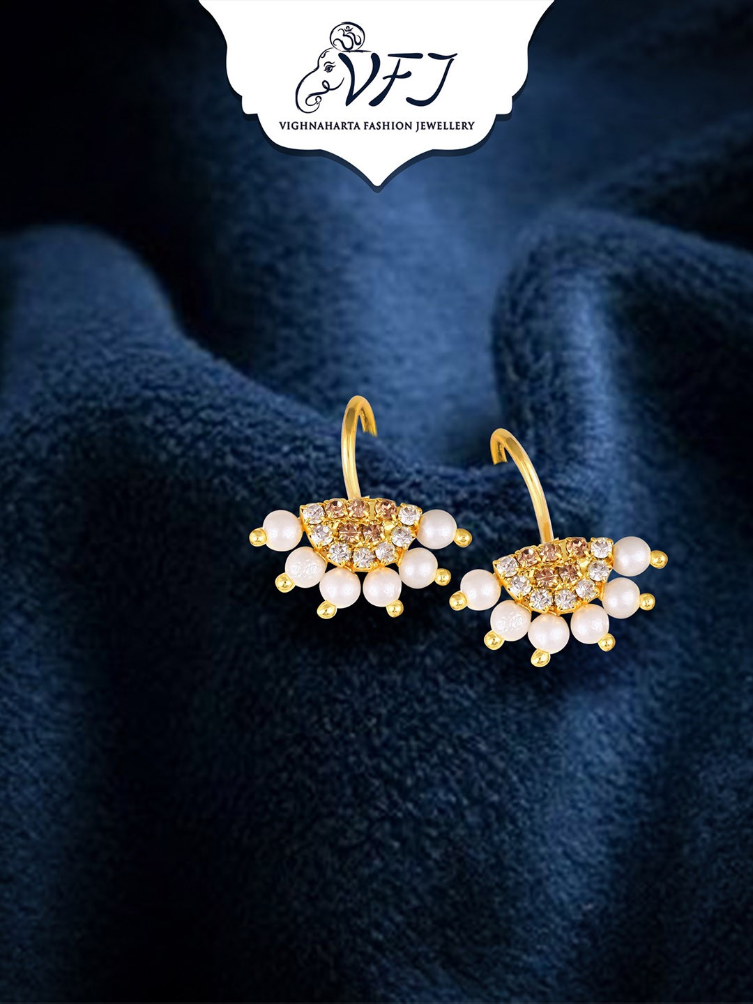 

Vighnaharta Gold-Plated Teardrop Shaped Ear Cuff