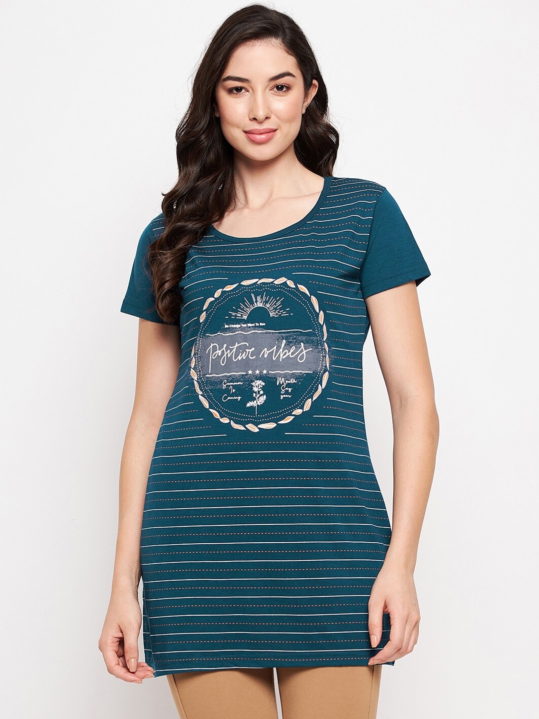

VERO AMORE Typography Printed Cotton Lounge T-shirt, Blue