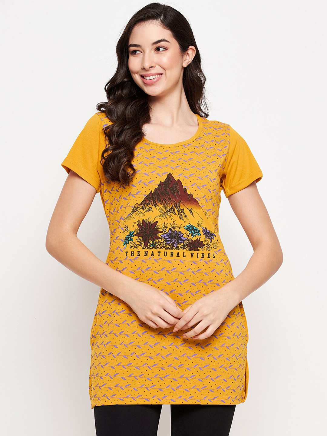 

VERO AMORE Printed Cotton Lounge T-shirt, Gold