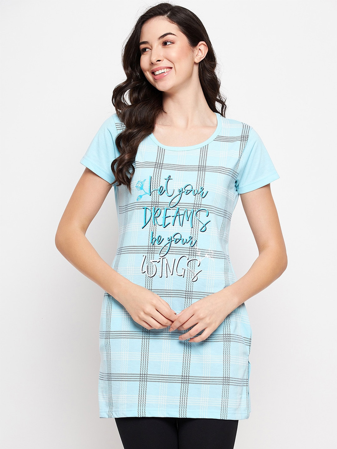 

VERO AMORE Typography Printed Cotton Lounge T-shirt, Blue