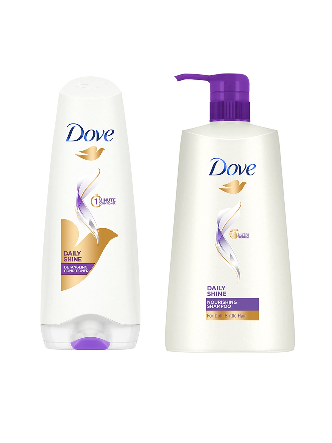 

Dove Set of Daily Shine Shampoo 650ml & Conditioner for Smooth & Shiny Hair 175ml, White