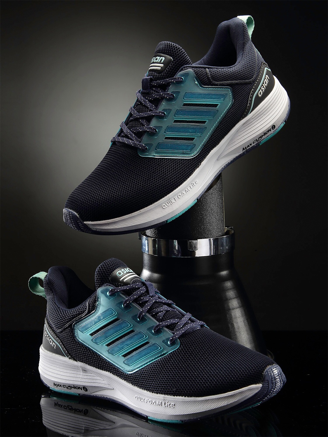 

ASIAN Men Memory Foam Technology Running Shoes, Navy blue