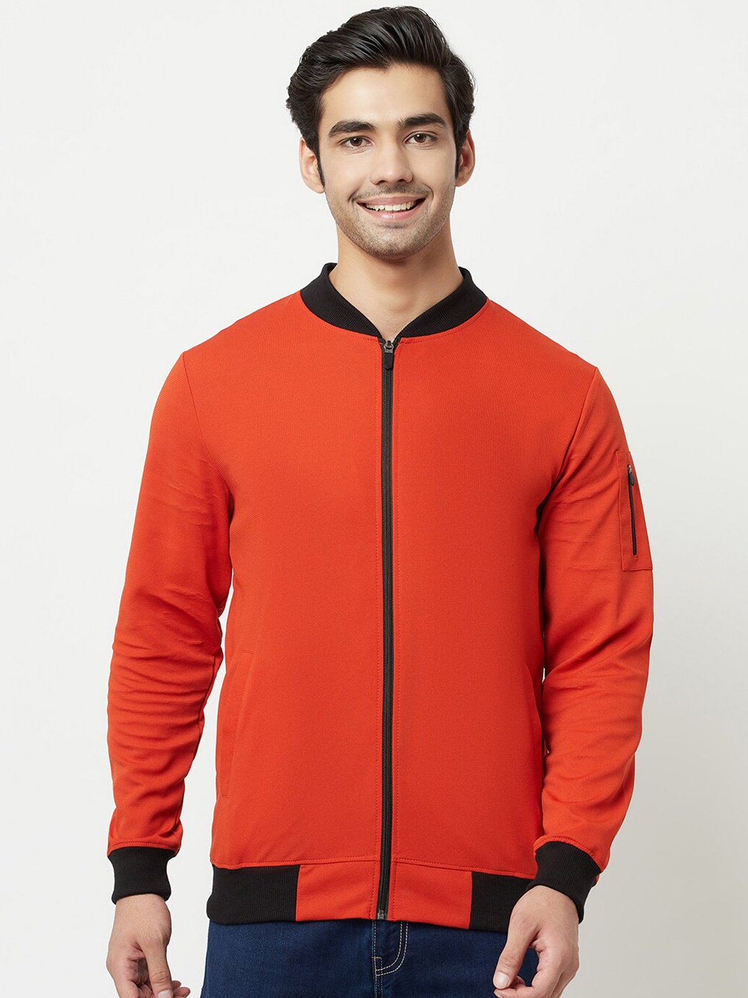 

GLITO Mock Collar Dry-Fit Bomber Jacket, Orange