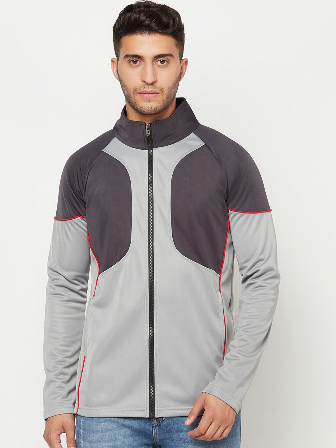 

GLITO Colourblocked Stretchable Sporty Jacket, Grey