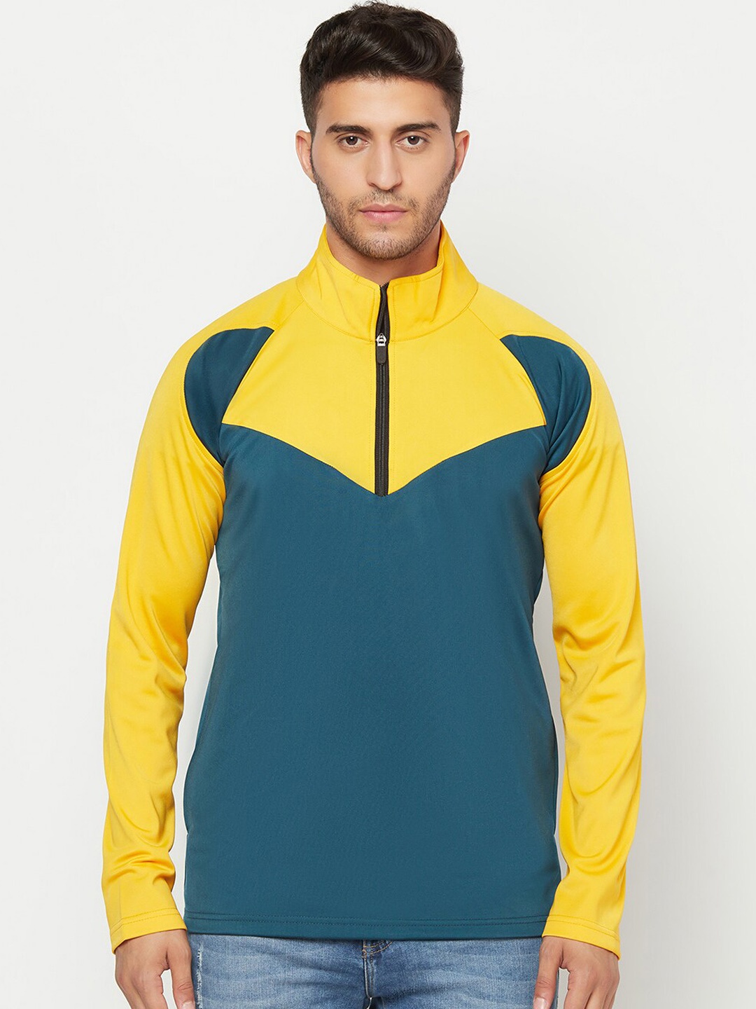 

GLITO Colourblocked Stretchable Sporty Jacket, Yellow