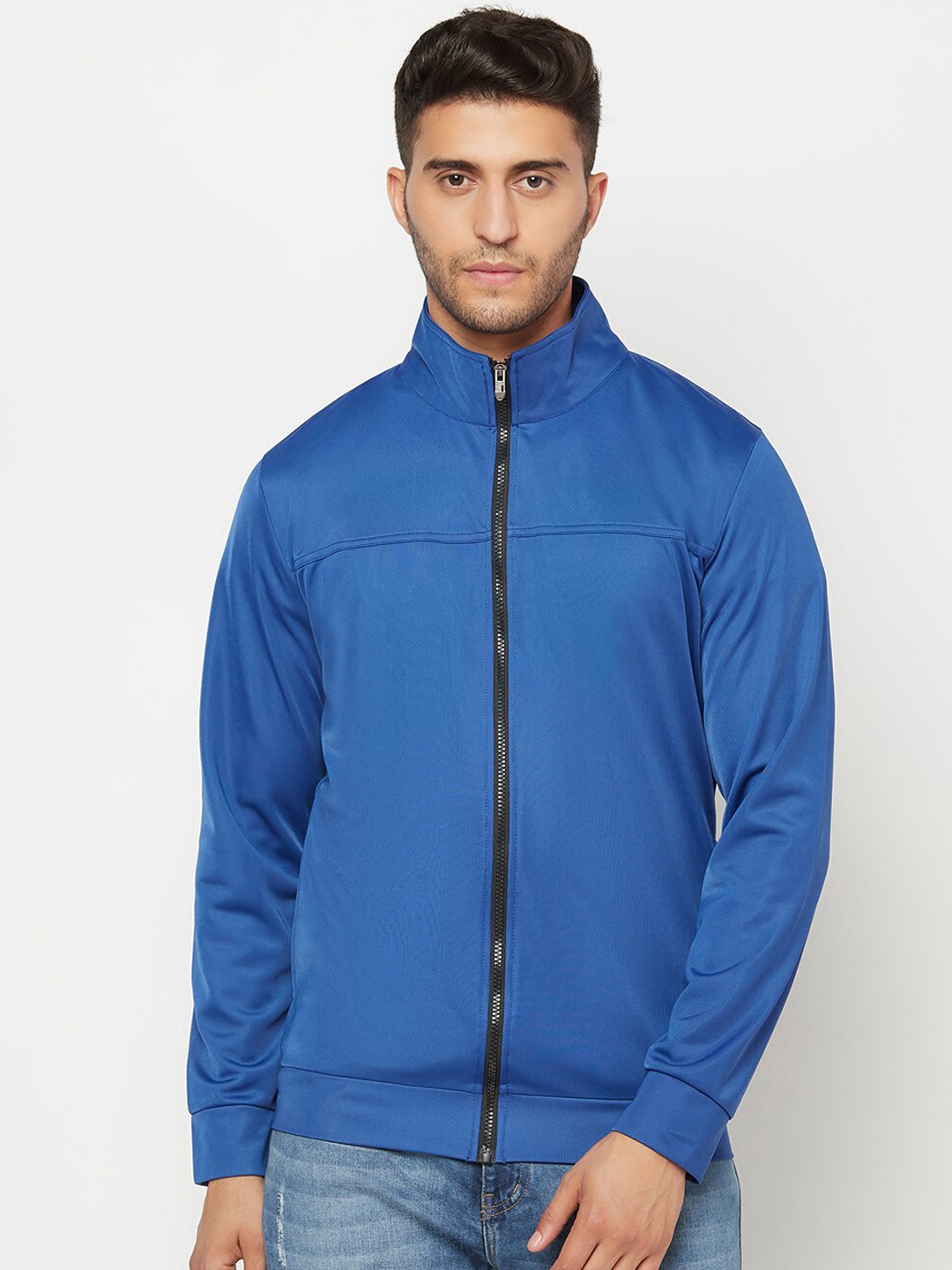 

GLITO Longline Stretchable Bomber Jacket, Blue